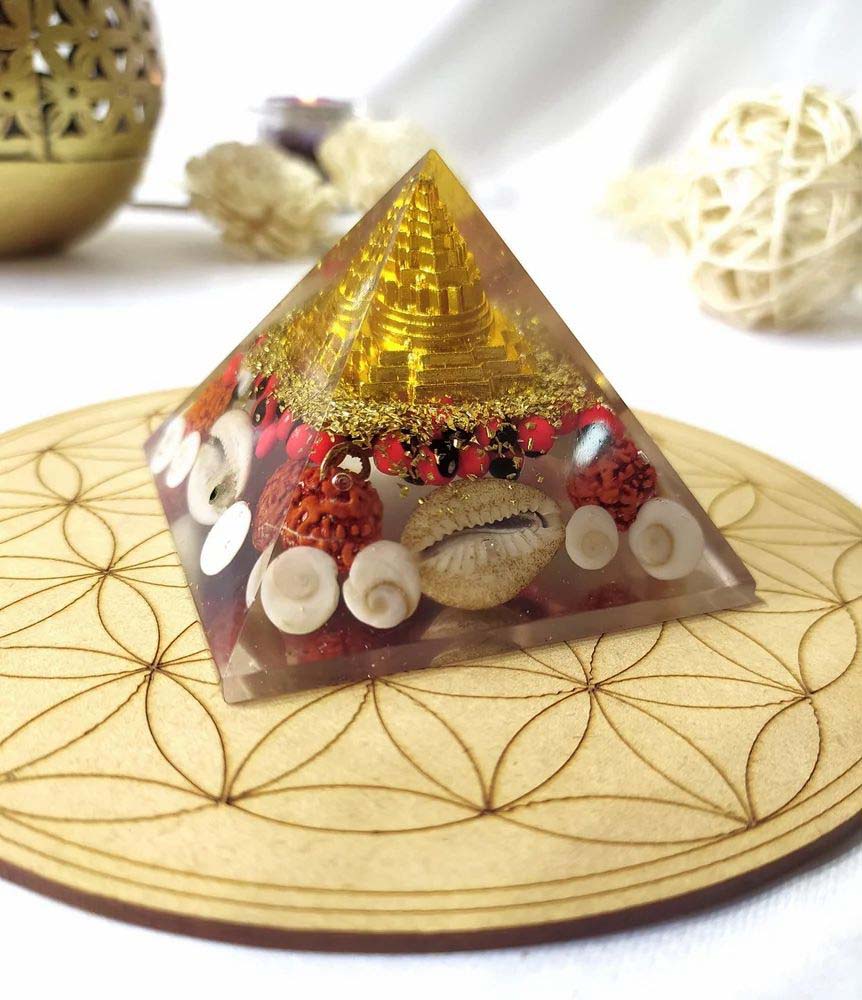 70-75mm Gomti Chakra  Orgone pyramid With Clear Quartz Crystal Pencil