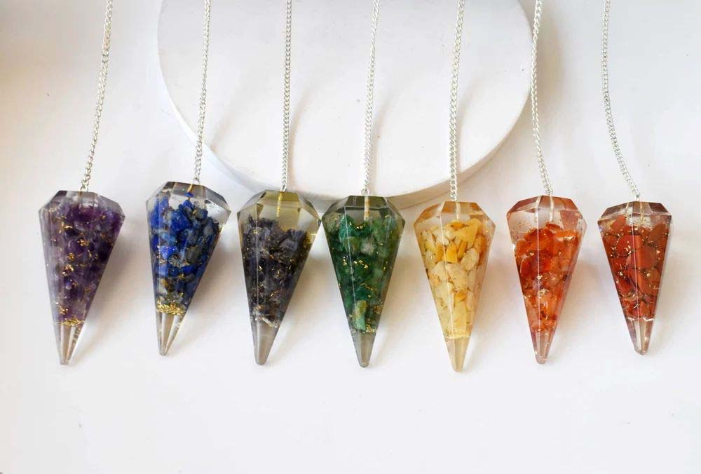 7 Chakra Stones Pendulum Set