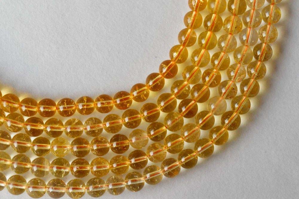 8mm Citrine Heated Beads