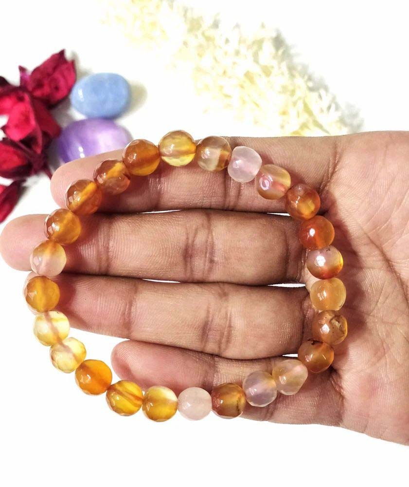 8mm Faceted Beads Bracelet Carnelian Healing Bracelet