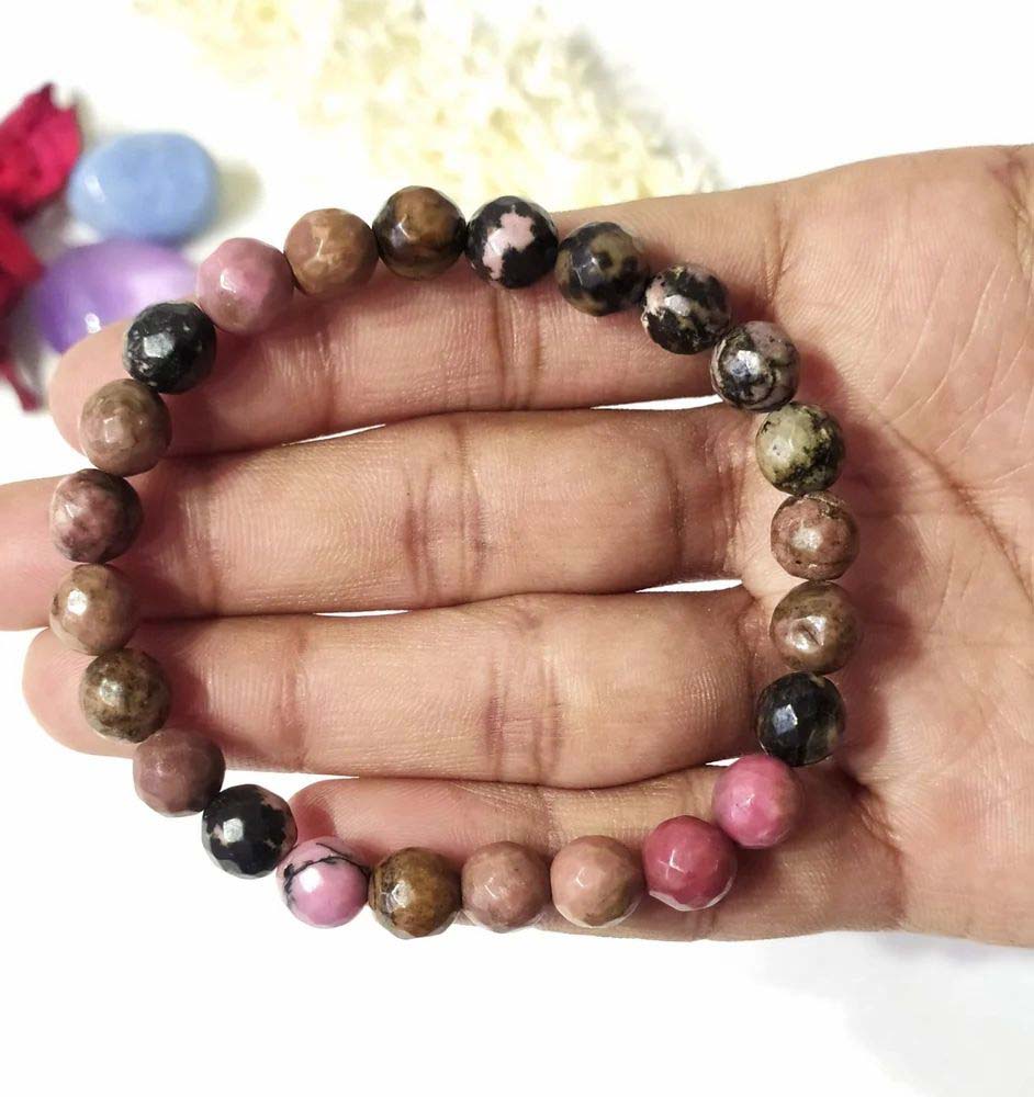 8mm Faceted Beads Bracelets Rhodonite Healing Bracelets