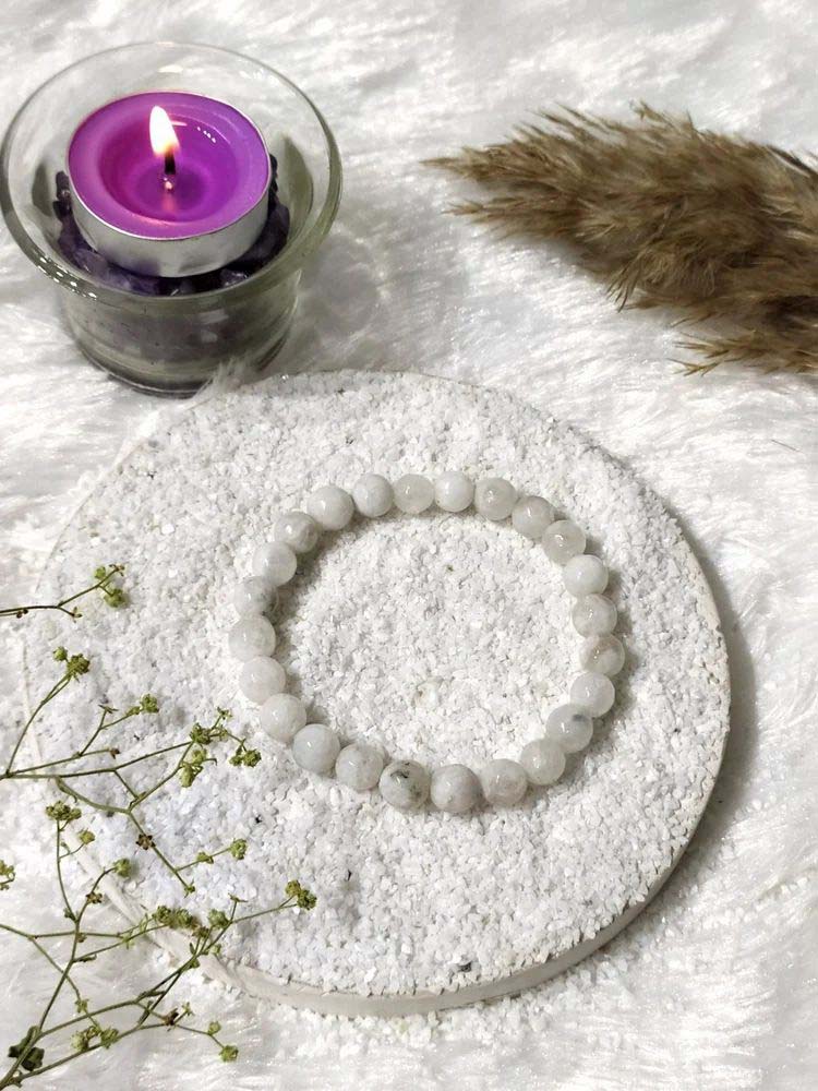 8mm Faceted Beads White Rainbow Moonstone Healing Bracelets