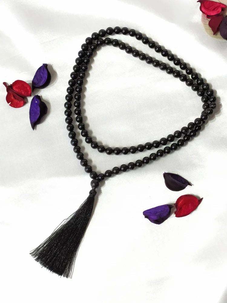 8mm Gemstone Mala Black Tourmaline 108 Prayer Beads Jap Mala