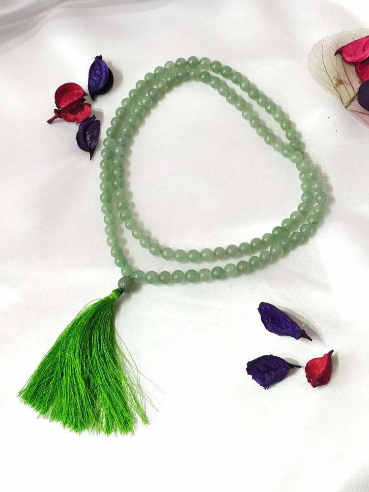 8mm Gemstone Mala Green Aventurine 108 Prayer Beads Jap Mala