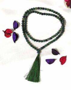 8mm Gemstone Mala Moss Agate 108 Prayer Bead Mala Jap Mala
