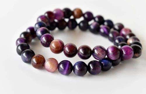 8mm Violet Tiger Cats Eye Crystal Bracelet