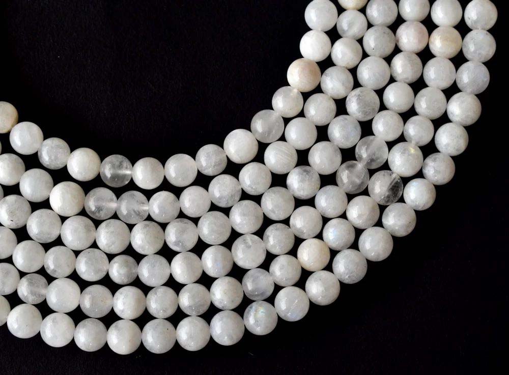 8mm White Rainbow Moonstone Beads