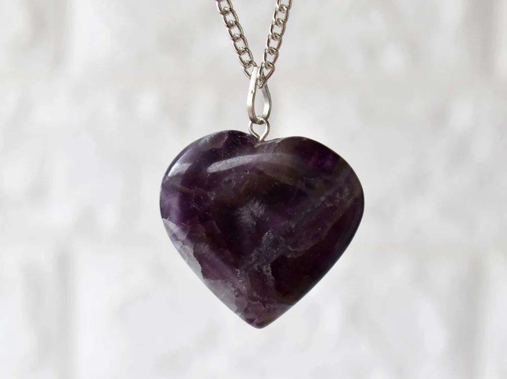 Amethyst Crystal Heart Pendant