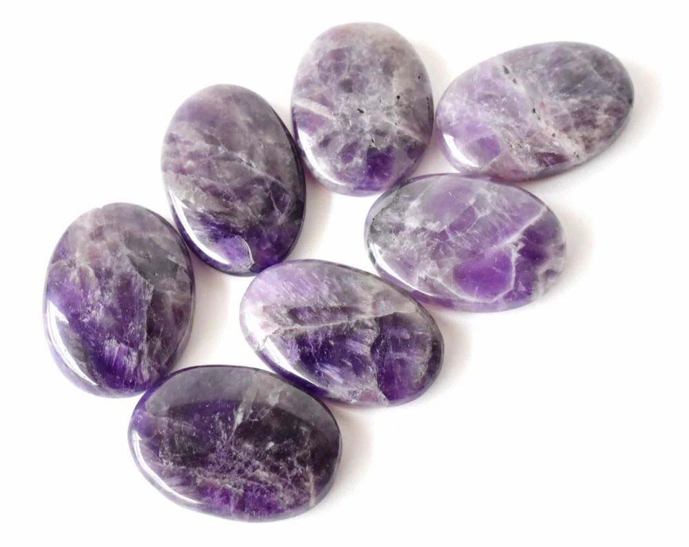 Amethyst Worry Stone for Crystal Healing - Pocket Palm Stone
