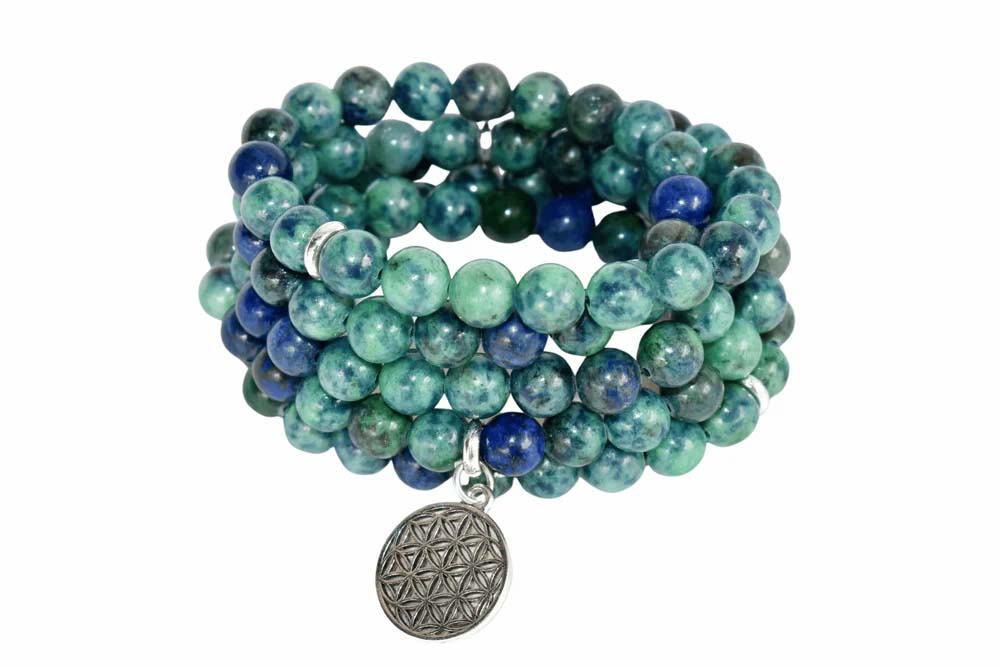 Azurite Malachite Beads Mala Bracelet