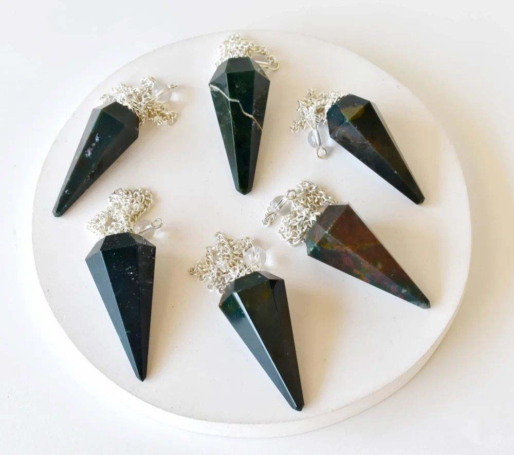 Bloodstone Faceted Cone Pendulum