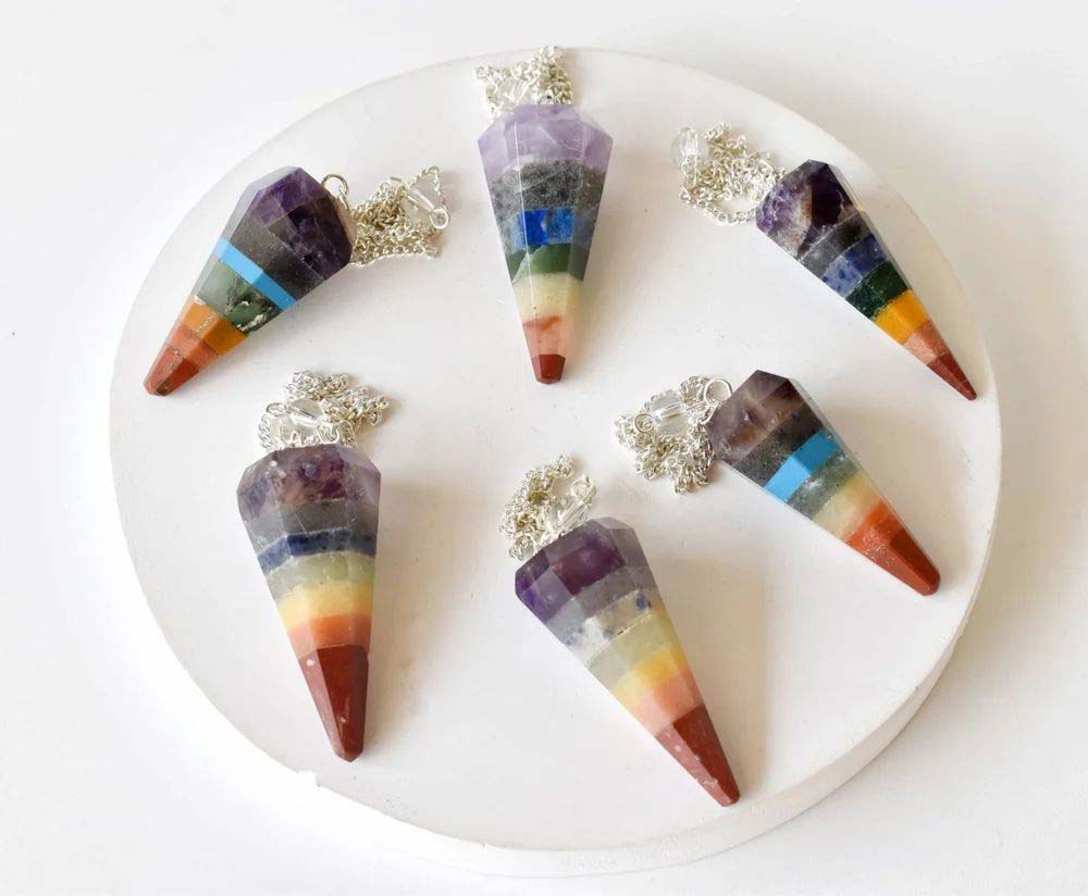 Bonded Chakra Faceted Cone Pendulum