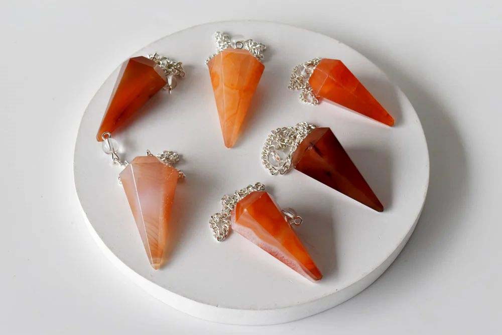 Carnelian Faceted Cone Pendulum