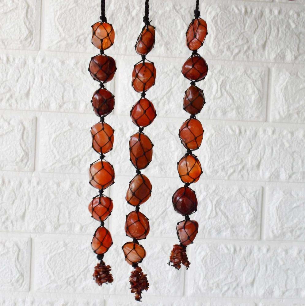 Carnelian Tumbled Stone Car Hanger With Chips Tassel