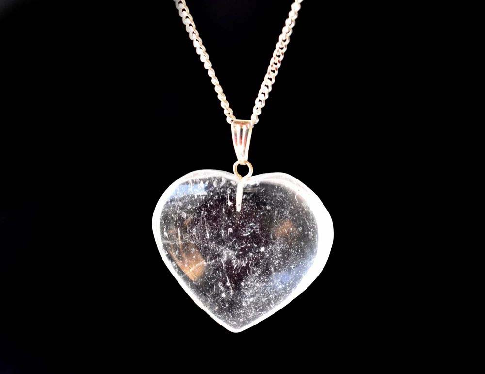 Clear Quartz Crystal Heart Pendant