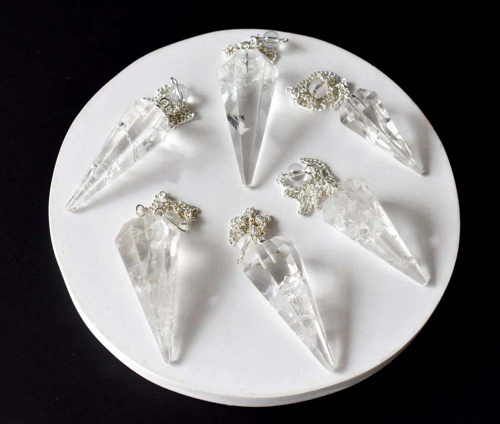 Crystal Quartz Faceted Cone Pendulum