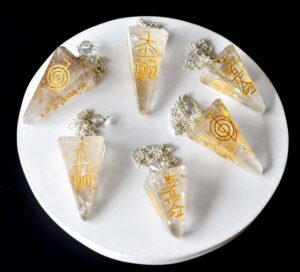 Crystal Quartz Faceted Cone Reiki Pendulum
