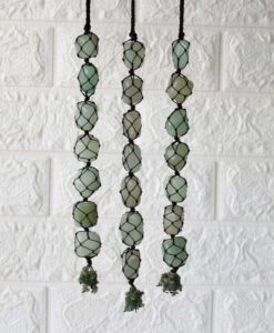 Green Aventurine Tumbled Stone Car Hanger With Chips Tassel