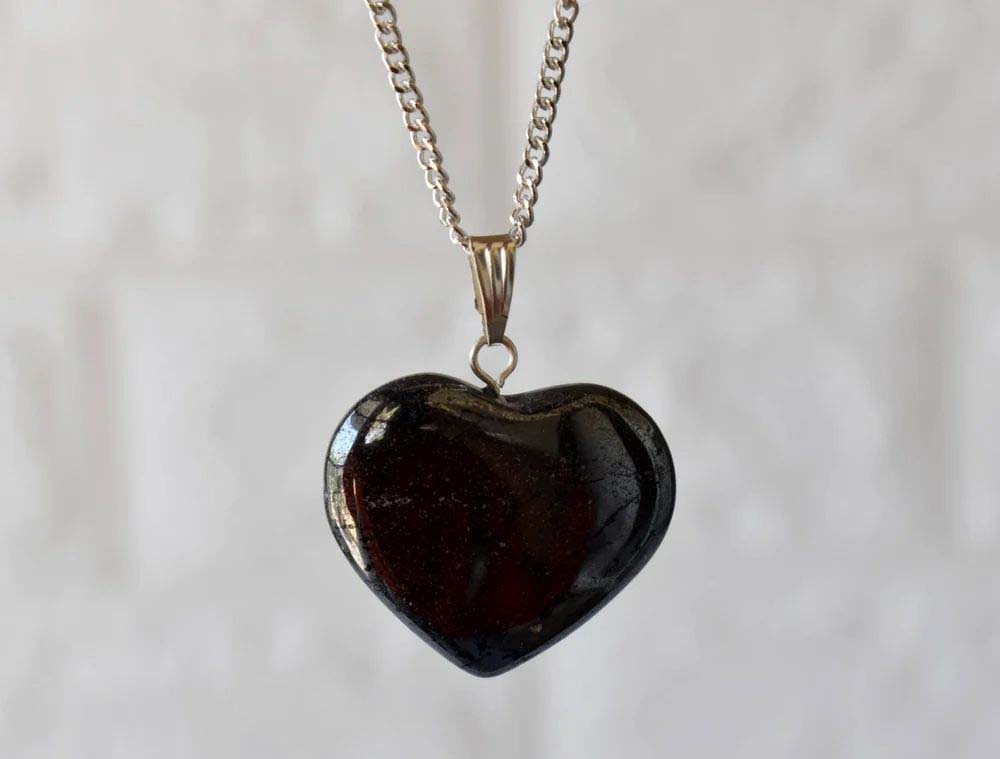 Hematite Crystal Heart Pendant