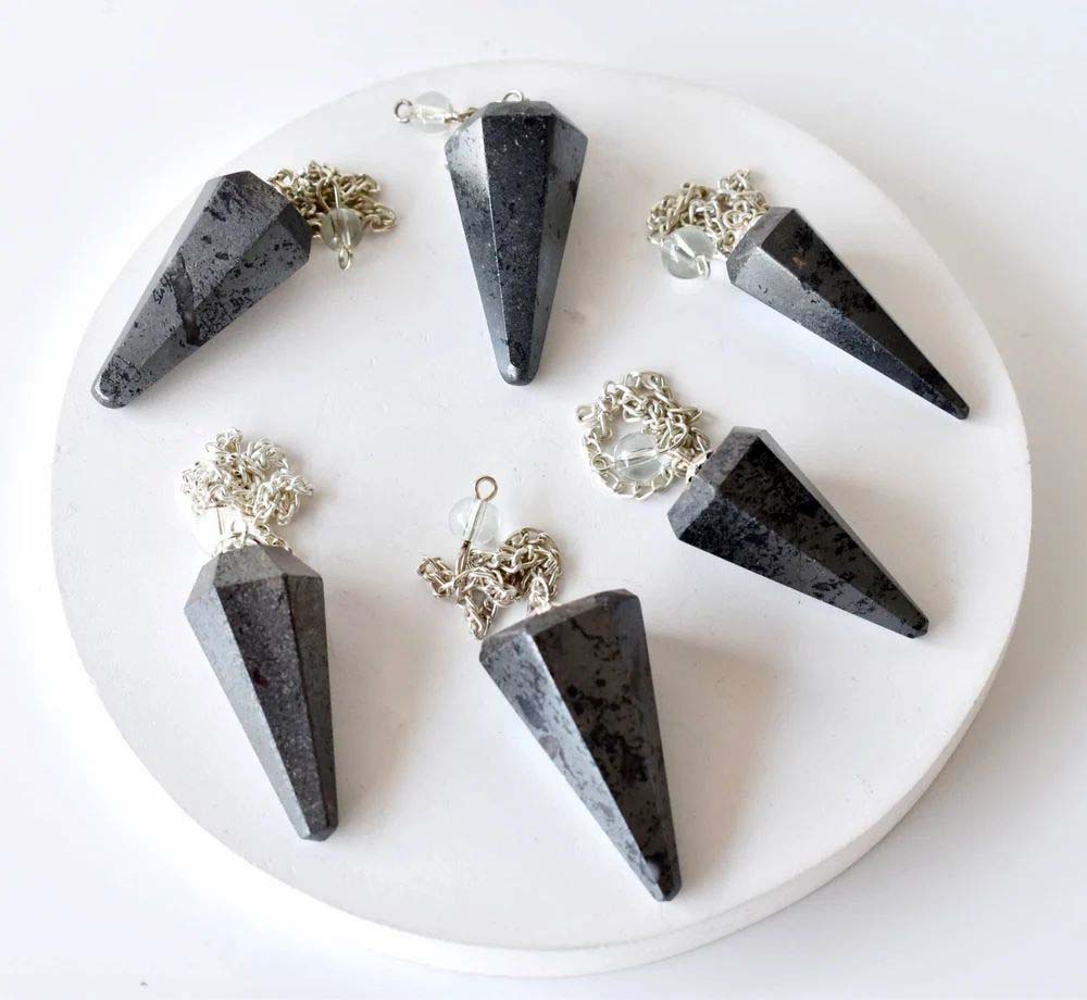 Hematite Faceted Cone Pendulum