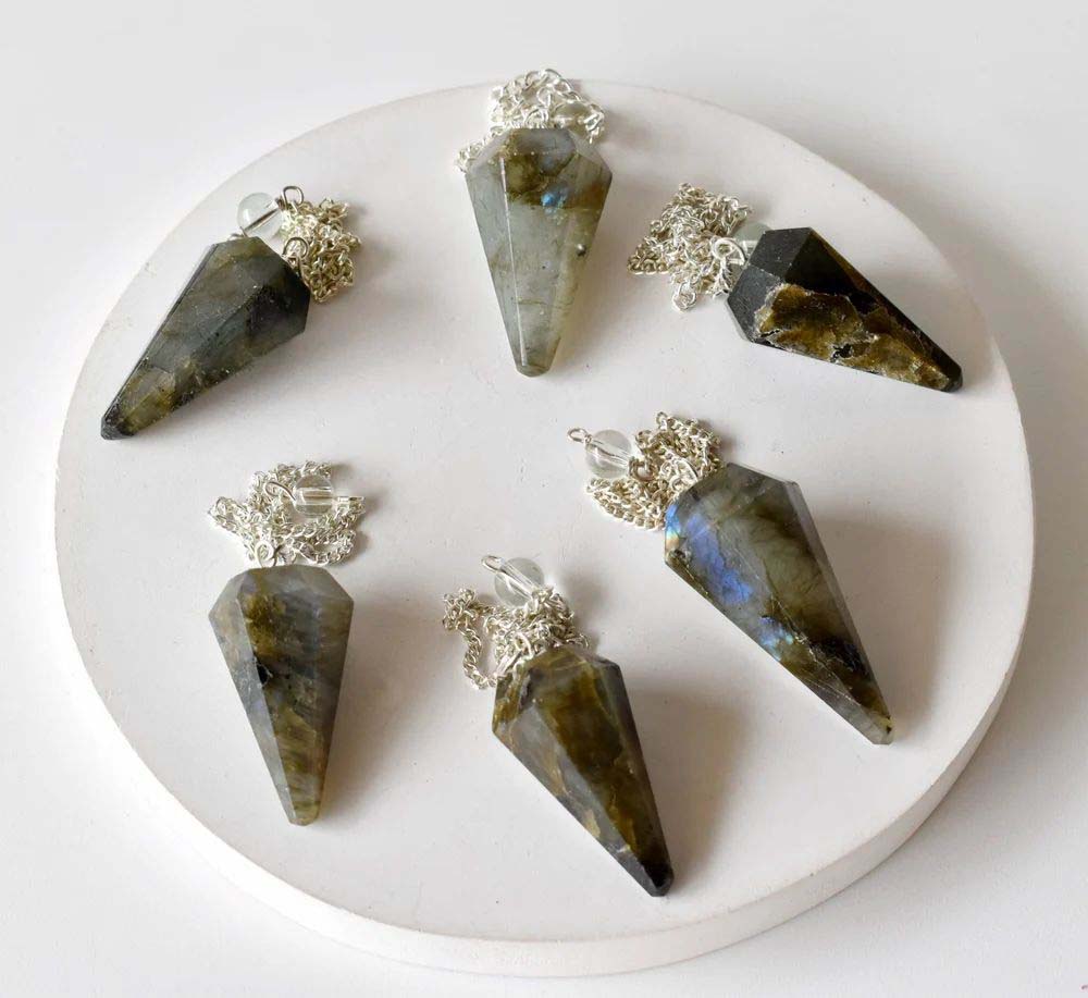 Labradorite Faceted Cone Pendulum