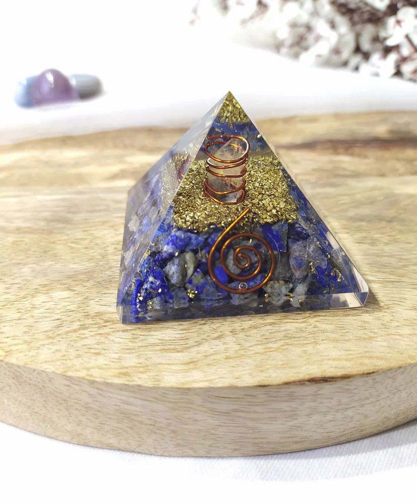 Lapis Lazuli Orgone pyramid With Clear Quartz Crystal Pencil