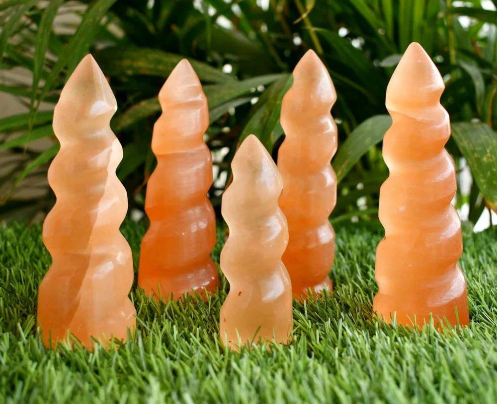 Orange Selenite Spiral Towers
