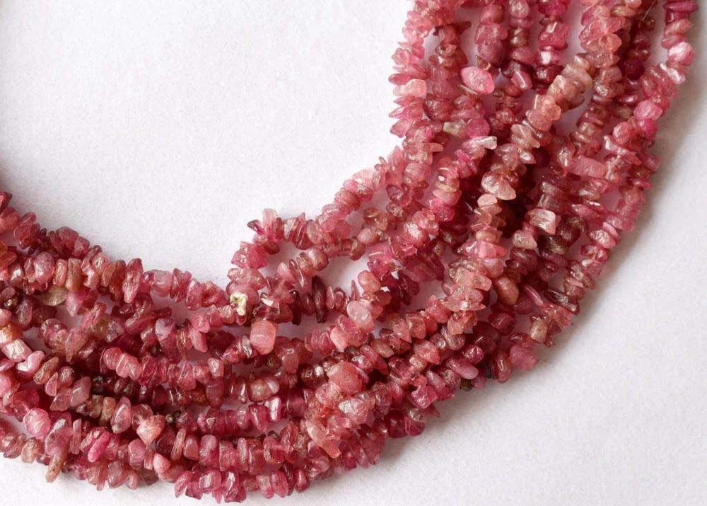 Pink Tourmaline Chips Beads