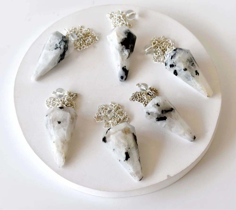 Rainbow Moonstone Faceted Cone Pendulum