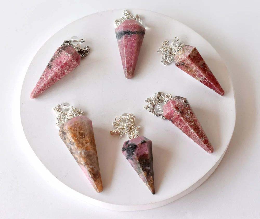 Rhodonite Faceted Cone Pendulum