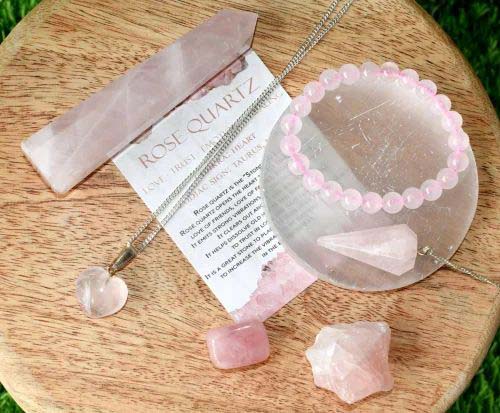 Rose Quartz Crystal Gift Set For Emotional Support and Protection