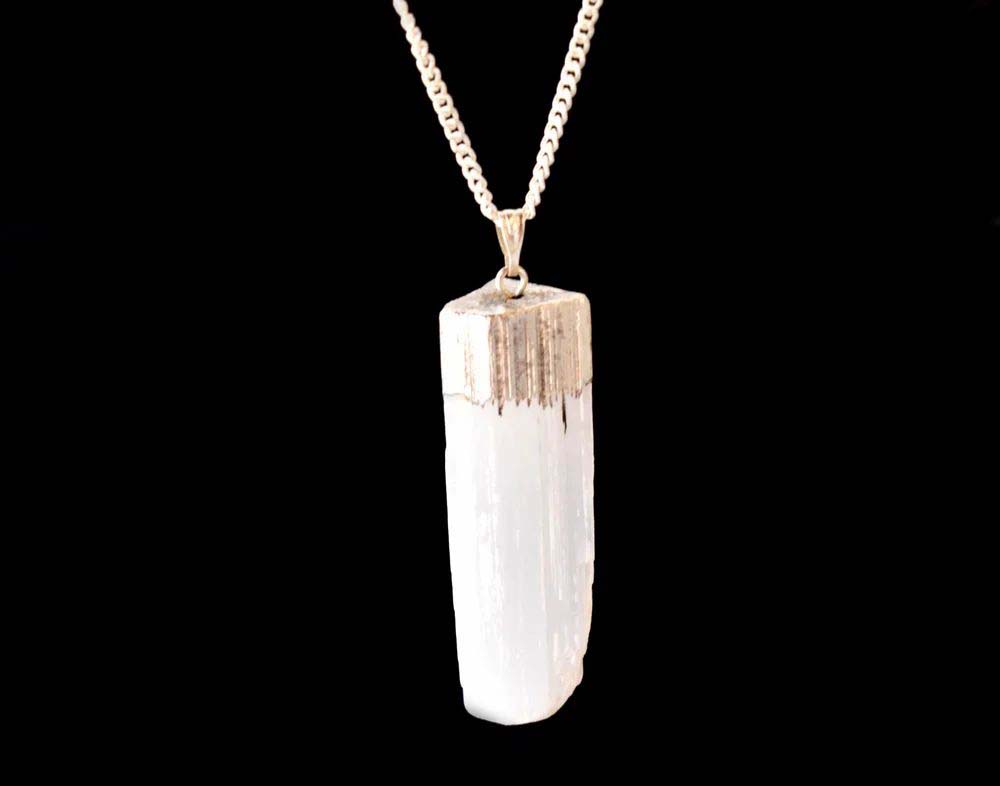 Selenite Rough Stone Pendants