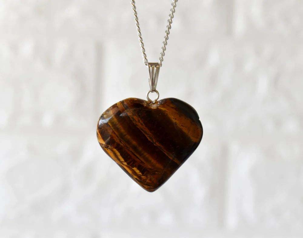 Tiger Eye Crystal Heart Pendant