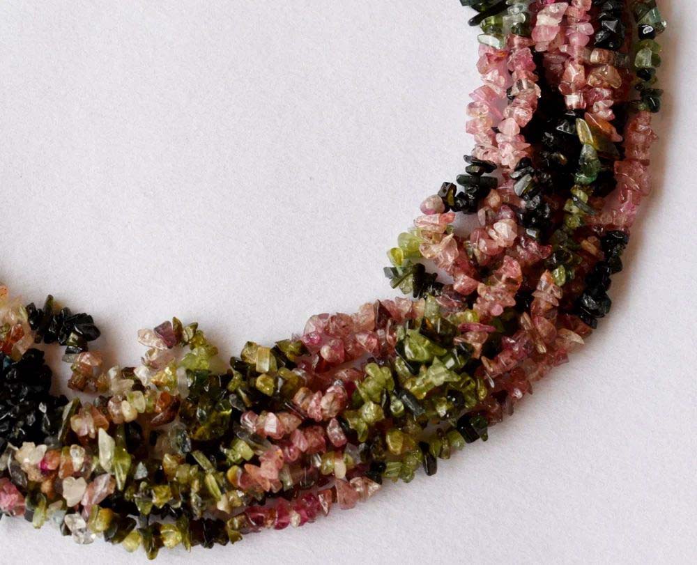 Watermelon Tourmaline Chips Beads