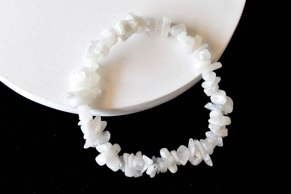White Rainbow Moonstone Chip Bracelet